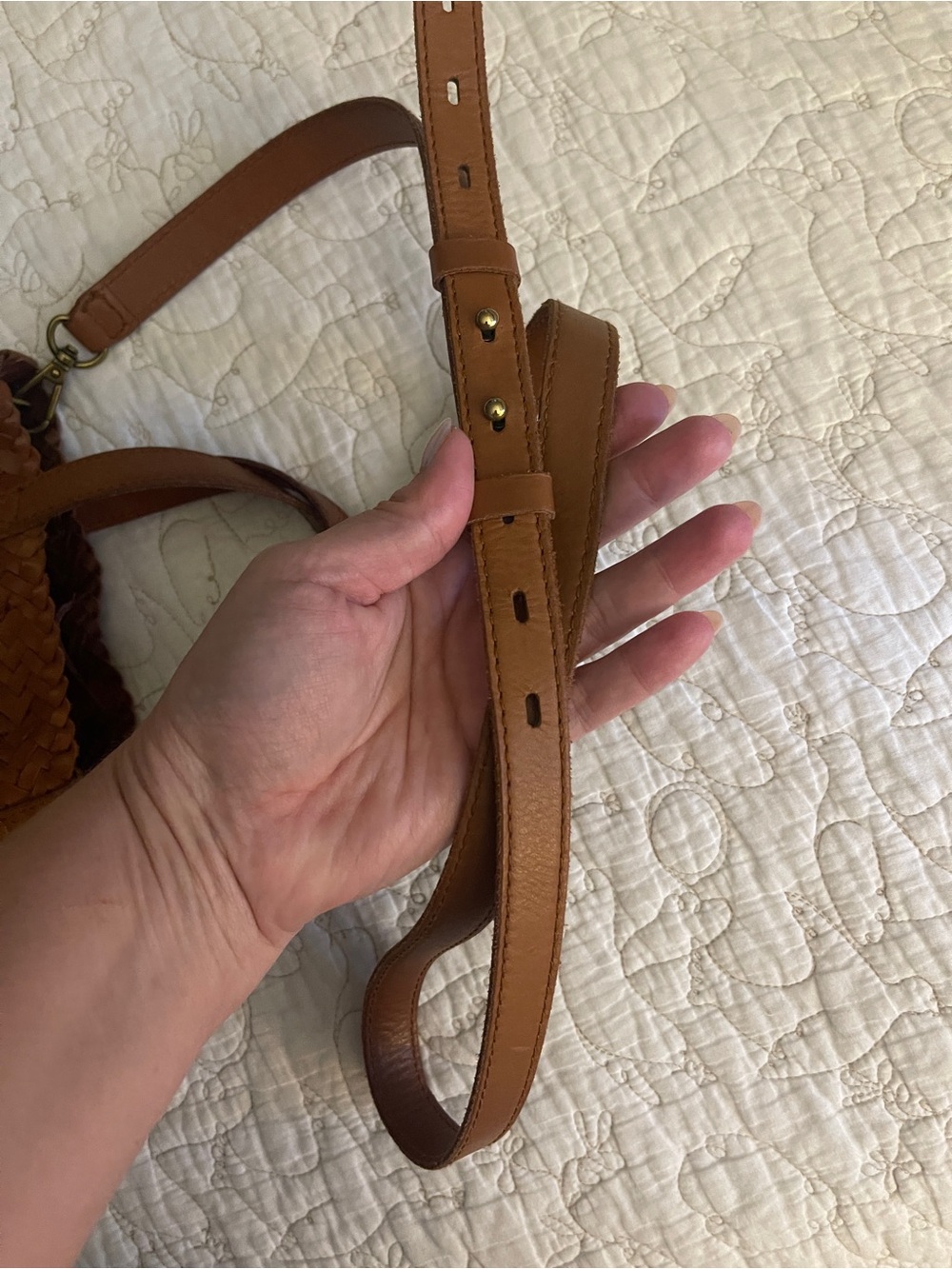 Madewell Small Transport Woven Leather Crossbody Tote Cognac - Picture 11 of 11